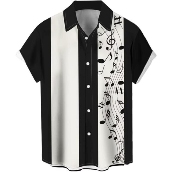 Men's Vintage Bowling Shirt 1950s Retro Rockabilly Style Short Sleeve Button - Picture 1 of 7